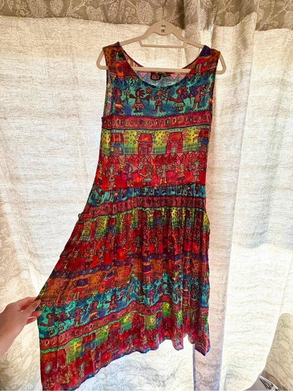 Bila Multicolor Printed Maxi Dress with Red and Turquoise Accents